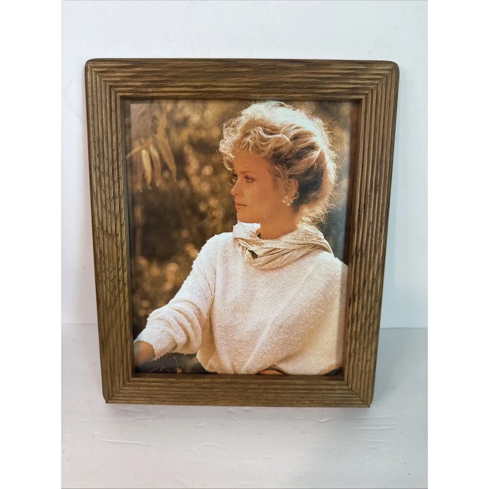 1980s Retro Fluted Wooden Frame Vintage 8x10 Boho